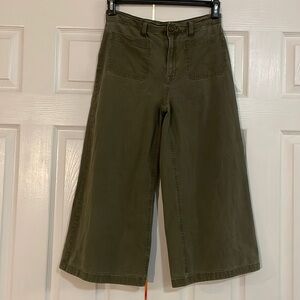 J.Crew Point Sur wide leg cropped trousers 28. Dark green